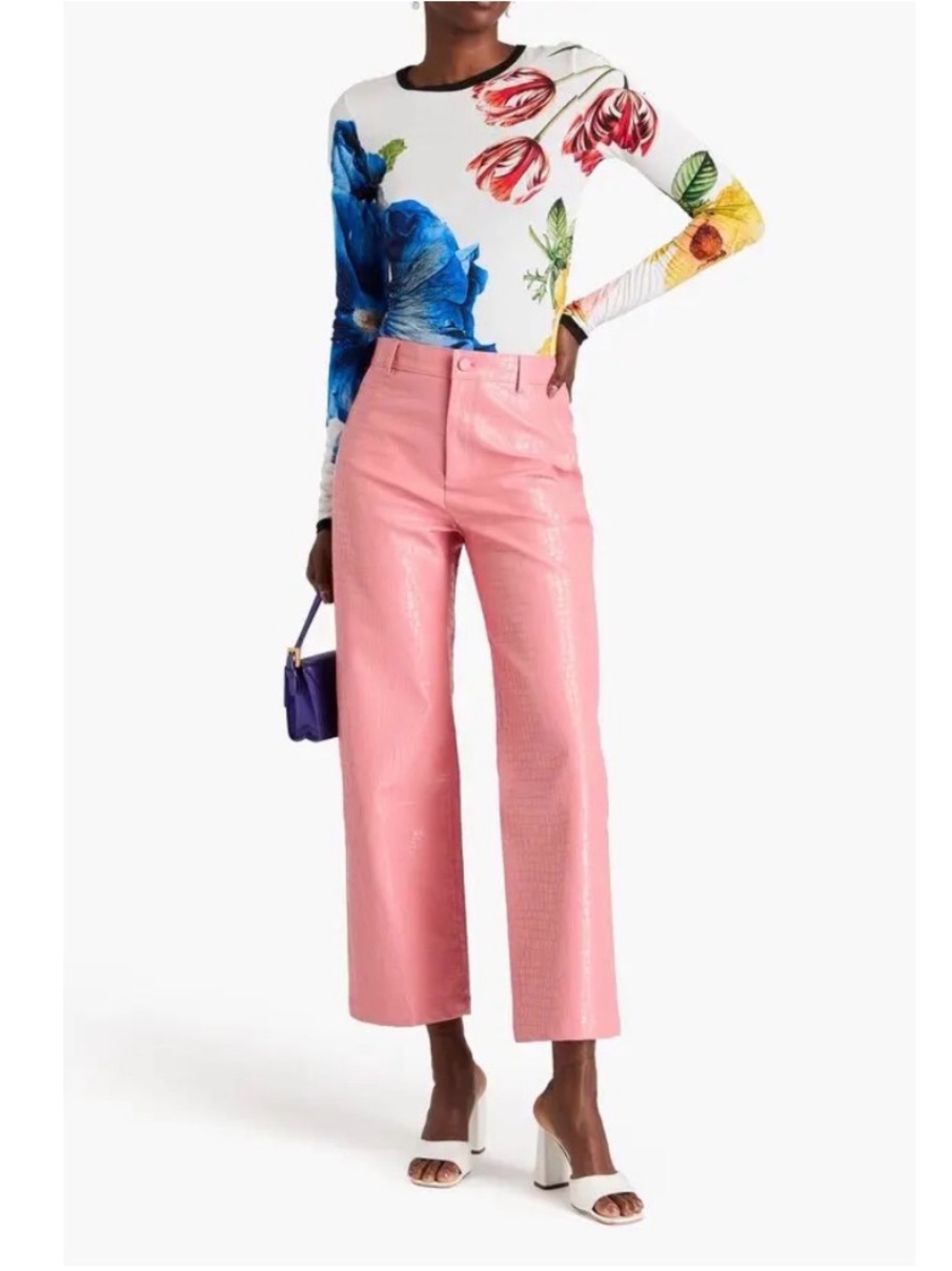 Alice + Olivia Trent Croc Embossed Faux Leather Pants